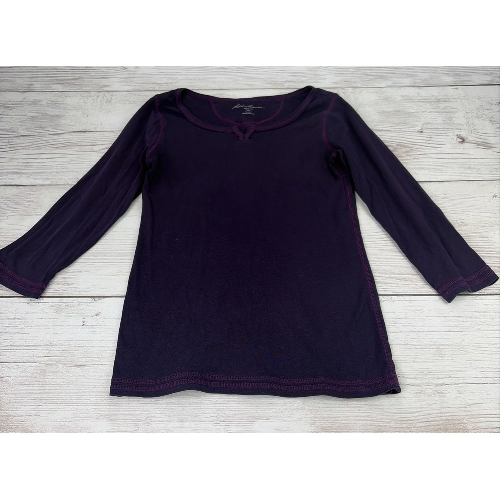 Eddie Bauer Women's XS Purple 3/4 Sleeve Casual Top Classic Preppy